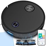 Proscenic V10 Saugroboter mit Wischfunktion, 3000Pa Staubsauger Roboter Ultraschall-Wischsystem, PathPro™ Laser-gestützte Navigation, kompatibel mit Siri, Alexa&App-Steuerung