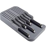 MAISITOO Horizontaler Messerblock,Messer-Organizer,In-Drawer Knife Block Küchenmesser Drawer Organizer, LxB:37 x 21cm,Messeraufbewahrung, Messerblock mit Schlitzen, Platz für 12 Messer (grau)