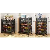 JQQJZLC Küchenspeicherschränke Küche mehrschichtige Lagerregal-Karren-Lagerregalzubehör Haushalt Gemüse Komplett Multifunktionales Boden und abgelegene Schließfachküchenregale (Farbe: 5 Schicht)