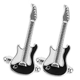 OATIPHO 2 Stück Manschettenknöpfe Herren Musik Design Gitarren und Geige Hochglanz Anzug Schmuck für Hemd Hochzeit Business Geschenk