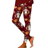 Generisch Thanksgiving Leggings Damen Truthahn Weizen Druck Dehnbar Sport Leggings Slim Fit Strumpfhose Yogahosen Bequeme atmungsaktive Jogginghose Kompressionsleggins Schlafhose