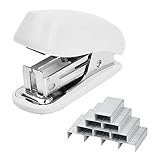 Volumoon Mini Tacker Set 26/6, Heftgerät Set, Stapler Klein, Hefter Klein Tragbar Heftgerät mit 830 Heftklammern, Manueller Tischhefter mit Heftklammern für Schulen Arbeitsplätze Familien (Weiß)