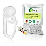 Rollina Gardinenhaken 8mm | Gardinenröllchen für Schienen mit 4-6mm Innenlauf-Breite | Gardinengleiter in Standardgröße | Vorhanghaken (50 STK.)