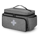 CURMIO Erste Hilfe Sets Tasche, Tragebare Medizinische Tasche für Haushalt, Notfalltasche für Hausarzt, Häusliche Pflege, Reise oder Notfallveranstaltung (Leere Tasche), Patent Angemeldet, Grau