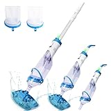 FOTING 1.5 Poolsauger mit Akku, Poolreiniger mit Filter, Pool Bodensauger mit Betriebsdauer bis zu 60 Minuten, Teleskopstange, Absaugung bis zu 4200L/H, Above Ground