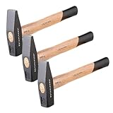 3 x Hochwertiger Hammer/Schlosserhammer 500g mit robustem Kopf aus geschmiedetem Stahl. Gut ausbalanciertes Gewicht, ergonomischer Griff aus hoch belastbarem, bruchfestem und langlebigem Hickory-Holz