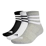 Adidas, Set Di 3 Paia Di Calzini Al Ginocchio Adidas 3-Stripes Sportswear, Socken, Mittel Graue /Weiß/Schwarz, M, Unisex-Adult
