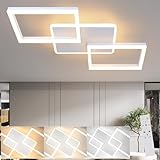 ZMH Deckenlampe LED Deckenleuchte Wohnzimmer - Wohnzimmerlampe Schlafzimmer Dimmbar Schlafzimmerlampe 48W Modern mit Fernbedienung Quadratisch Design Deckenbeleuchtung Metall Weiß für Küche Esszimmer