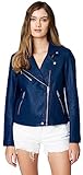 [BLANKNYC] Damen Luxus Kleidung halb taillierte vegane Leder Motorradjacke, Marineblau, XS