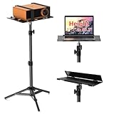 Beamer Ständer, LEORFI Laptop Stativ Tragbarer, Projektorständer, Multifunktionaler Kamera Bodenständer, Verstellbare Höhe von 45 cm bis 115 cm Mit Klapplatte, 10KG lasträgt, für Outdoor-Filme, Arbeit