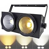 ASnwpaK 200W COB Flutlicht, Led-2-Augen-Dmx-Blitzlicht, 2-In-1-FüLllicht (Kalte Farbe + Warme Farbe), 4 Steuermodi, FüR Dj, Hochzeit, Konzert, BüHnenauftritt,1PCS