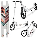 HyperMotion Doppelrad-Scooter für Jugend und Erwachsene, mit Stoßdämpfer, bis 100kg, Verstellbarer Lenker 85-95cm, Anti-Rutsch-Deck, Stabil, ABEC-7 Lager, Faltbar, Winterfuchs