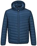 Outdoor Ventures Leichte Steppjacke Herren Übergangsjacke Packbare Puffer Jacke Winterjacke für Männer Zum Ski Wandern Reisen Navy Blau S