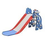 XMTECH 3 in 1 Kinder Rutsche Indoor und Outdoor, Faltbar Kinderrutsche Spielset - Kinderrutschen Rutsche Basketballkorb Ladder, Gartenrutsche Kleinkinderrutsche Babyrutsche Kinder Fun-Slide