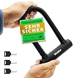 WIDDER kleines Bügelschloss Fahrrad [Hochsicherheitsschloss nur 800g] – 14mm Massiv Stahl Bügel – Fahrradschloss hohe Sicherheit – Halterung & 3 Schlüssel, e Bike Lock e Scooter U Lock Rennrad Schloss