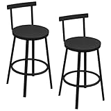 WOLTU Barhocker 2er Set, Barstuhl, Bar Hocker rund, Küchenhocker mit Lehne, Metallgestell, Fußstütze, Tresenhocker 150 kg belastbar, für Bar Kücheninsel Esszimmer, Schwarz, BH430sz-2