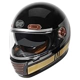 Retro Motorrad Motocrosshelme, Vintage Motorrad Integralhelme Mit Visier, Herren Damen Motorradhelm DOT/ECE-Zulassung, Lokomotive Offener Helme, ATV UTV Helme ( Color : A , Size : M=(57-58cm) )