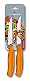 Victorinox Swiss Classic, Profi Steak- und Pizzamesser, Extra Scharfe Klinge, Wellenschliff, 12 cm, Rostfreier Stahl, orange