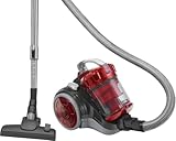 Bomann BS 9027 CB Eco-Cyclon Twin-Spin Bodenstaubsauger, beutellos mit extra großem Aktionsradius, circa 8,3 m, anthrazit/rot