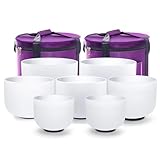Kristall-Klangschalen-Set, 17,8–30,5 cm, 7-teilig, für Yoga, Klangheilung, mit 2 Tragetaschen (17,8–30,5 cm, 432 Hz)