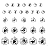 HuaMuDM 30 Stück Disco Spiegel Ball, Discokugeln Set,Silberne Hängekugel,Klein Spiegelkugel Mini,Silberne Spiegelkugeln,Mirrorball,Discokugel Deko,Klassische Discokugel