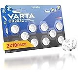 VARTA Batterien Knopfzellen CR2032, 20 Stück, Power on Demand, Lithium Coin, 3V, kindersichere Verpackung, für elektronische Kleingeräte - Autoschlüssel, Fernbedienungen, Waagen