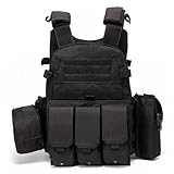 Airsoft-Weste, multifunktionaler Molle-Plattenträger, verstellbare, atmungsaktive Paintball-Weste für Outdoor-, Feld- und Sicherheitsdiensttraining, schwarzer Plattenträger, Paintball-, Plat