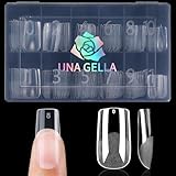 UNA GELLA Nail Tips Square, 120 Stück 12 Größen Nageltips für Gelnägel, Pre-buff Matte Square Vollabdeckung Kunstnägel,Press-On Nail Extensions für Zuhause DIY & Salon