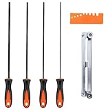 4 Stück Rundfeile, Robust und Einfach zu Bedienen, Feile für Kettensäge, mit Schnell Check Lehre Feilhilfe, Rundfeile Kettensäge, für DIY-Elektrosägen (Schwarz)