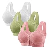 bhs mit vorderverschluss 3er Pack BH mit Vorderverschluss für Damen Ohne Bügel Bequeme Nahtlose Unterwäsche Bequemer Klassische Bhs Bralette Große Brüste Starker Halt Push up Bras Weicher Rosa XXL