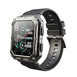 GUIJIALY C20 Pro Smart Watch Voice Assistant BT Wireless Call Business Outdoor Sports IP68 Wasserdichte Uhr für Android/IOS Einfache Bedienung Schwarz