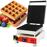 VZXATYOP Elektrisches Waffeleisen for gewerblichen Gebrauch 2500W for 9 quadratische belgische Waffeln Cool-Touch-Griff Antihaftbeschichtung for Snackbars und Restaurants Hause(220V)