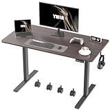 Ywin Elektrisch höhenverstellbarer Stehpult, Sitz-Steh-Schreibtisch, Arbeitsplätze mit Haken, ergonomischer Schreibtisch für Heimbüro, Stehpult mit Rollen (schwarzes Walnuss, 121,9 x 61 cm)