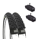 ECOVELO Unisex – Erwachsene Pneumatici 26 X 2.10 (54-559) + Camere V.a. Mountain Bike Bici Bicicletta MTB 2 Reifen 26 x 2,10 Kammern mit Amerika-Ventil (Schrader), Schwarz, Einheitsgröße