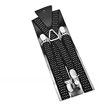 SZOMH Hosenträger für Herren 2 5 cm Wide x Back Unisex Dot Hosenträger Männer Frauen Verstellbare Elastische Kinder Kinder Hosen Halter Hochzeitskleidung (Color : Black dot-100cm)