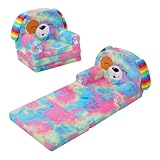 decalsweet Kindersofa Ausklappbar,2-in-1 Kinder Couch mit Schlaffunktion,Plüsch Mini Sofa für Kinderzimmer Schlafzimmer Spielzimmer,Geburtstagsgeschenk für Mädchen und Jungen,Hund