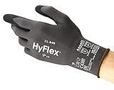 Ansell HyFlex 11-840, Professionelle Arbeitshandschuhe, Abriebfeste Nylon Handschuhe mit Nitrilbeschichtung, Industrielle Sicherheitshandschuhe, Schwarze Schutzhandschuhe, 3 Paar, Gr. XL