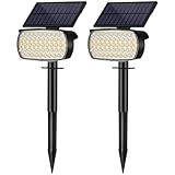 Solarlampen für Außen, 108 LED Superhelle Solar Gartenleuchte, Wasserdicht Solarleuchten für Außen, 3 Helligkeitsmodi Solarstrahler, 3000K Warmweiß Wegeleuchten für Garten Weg Hof Garage (2 Stück)