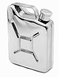 OUTDOOR SAXX Edelstahl Flachmann in Benzinkanister-Optik, 150 ml mit Trichter, silber