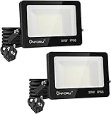 Onforu 2er 30W LED Strahler Außen mit Stecker, Superhell 3000LM LED Fluter Flutlicht, Außenstrahler IP66 Wasserdicht, Scheiwerfer 6000K Tageslichtweiß, Arbeitsscheinwerfer für Hof, Garten, Garage