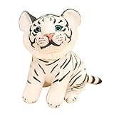 Beaupretty Plüsch Tiger Kuscheltier Weiß Realistisches Stofftier Tigerpuppe Weiches für Zimmerdekoration