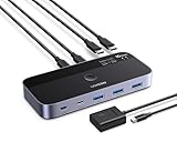 UGREEN 10Gbps USB Switch, USB C Switch mit 3X3.2 A und 1X3.2 C Port Daten Link, eine Tastatur für 2 PCs gleichzeitig mit Fernbedienung, Alugehäuse Datei Transfer Copy für Windows/MacOS/Linux