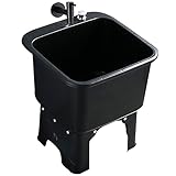 Freistehendes Bodenwischbecken mit Wasserhahn, Ausgussbecken für Waschraum, Keller, Geschäft, Wäschewanne/Schwarz, Grau,Black