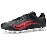GOGOUP Fußballschuhe Herren Spike Microfaser Cleats Kunstrasen Jungen Fussballschuhe Athletics Trainingsschuh Professionelle Football Shoes Outdoor Sportschuhe Schwarz Rot EU39