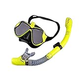 KFGISD, Schnorchelset, Antibeschlag-Schnorchelmaske, schlagfestes Panorama-Hartglas ,Tauchmaske(Yellow)