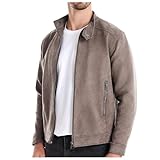 Mymyguoe Herren Wildlederjacke Cargojacken Racing Motorrad Winterjacke Motorradjacke Mit Zipper Cargo Jacken Wildlederimitat Bomberjacke Vintage Wildlederjacken Outdoor Bikerjacke