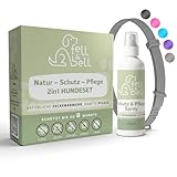 fell&bell Zeckenhalsband Hund Silikon & Kokosöl Spray 60 ml | Anti-Zecken Schutz, natürlicher Parasitenschutz, wasserfest & weich, ohne Chemie, für kleine & große Hunde