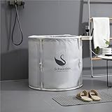 Schwänlein®Faltbare Eisbade, 70x65cm tragbar für Kryotherapie und Sportkalttunge, Isolierte Eistonne für Innen und Außenbereich (weiß)