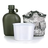 wiroouia Kantinenwasserflasche, Tragbare Wasserkantine, Reisekantinen-Set Für Den Außenbereich, Tragbare Wasserflasche Mit Deckel, Aluminiumbecher, Feldflasche zum Klettern - 22x12x9cm