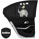 Asstikoo Auto Sonnenschutz Baby, Universal Sonnenschutz Auto Dehnbar, Auto Sonnenblende Kinder mit UV-Schutz Seitenfenster Meshmaterial Schützt Mitfahrer Haustiere im Rücksitz, 2 Stück (L-55 * 100cm)